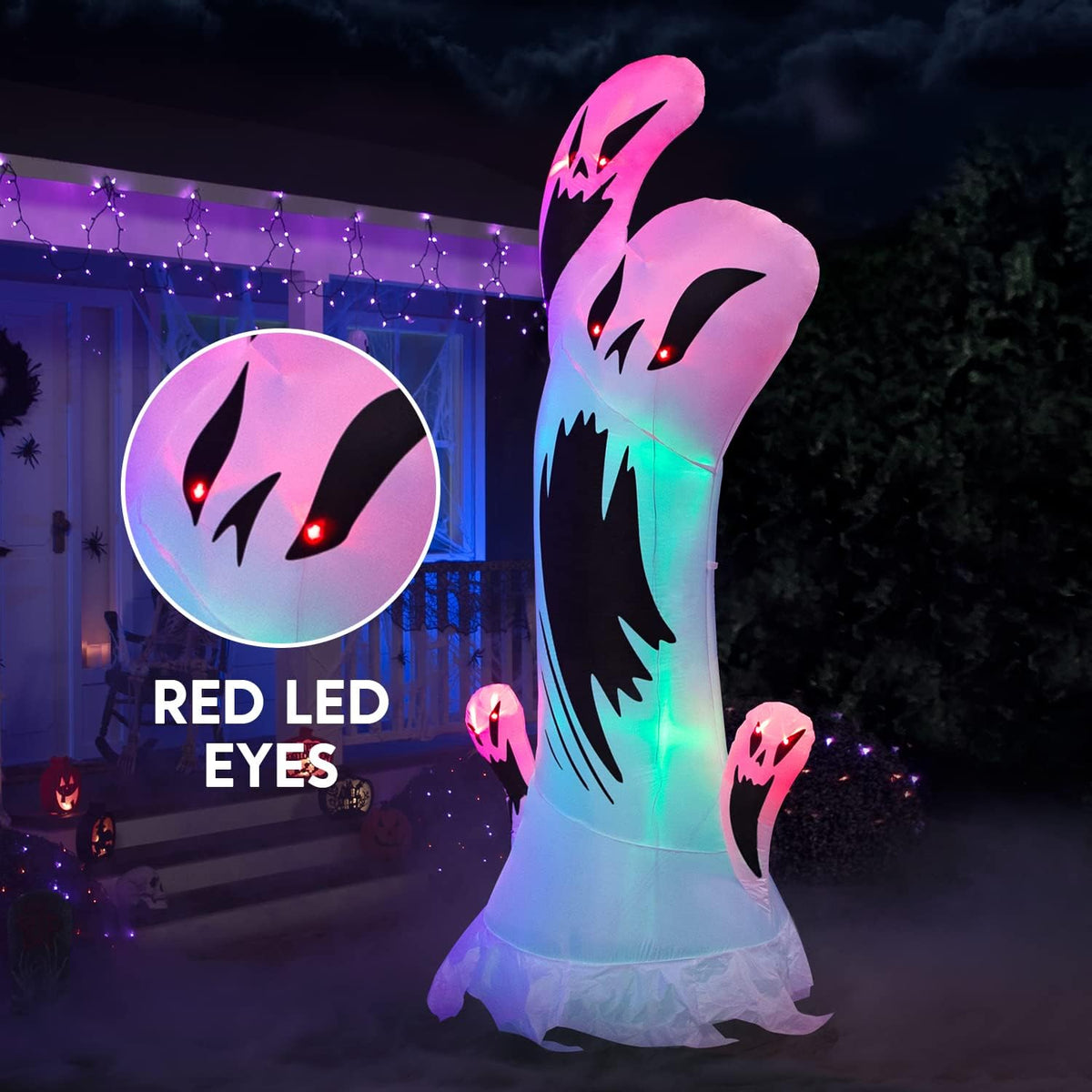 Joiedomi 10 Ft Tall Halloween Inflatable Ghost with Color Changing LEDs