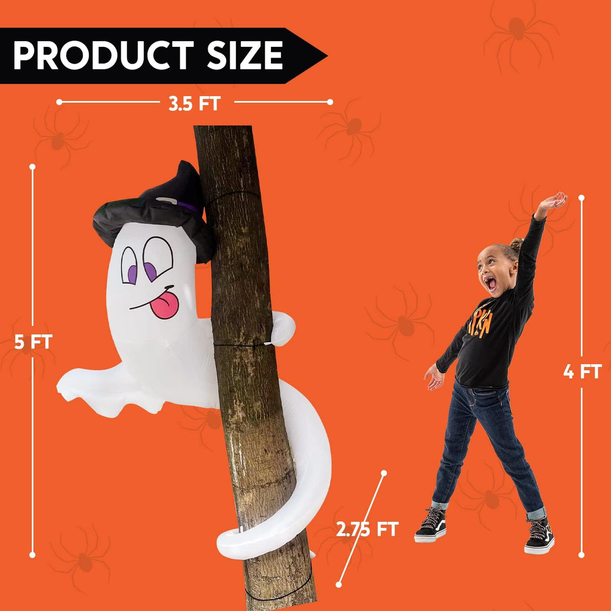 Joiedomi 5 Ft Halloween Inflatable Ghost Twining Around Tree with LEDs