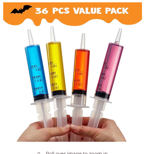 36 Pieces Jello Shot Syringes Halloween Party Supplies - additional view