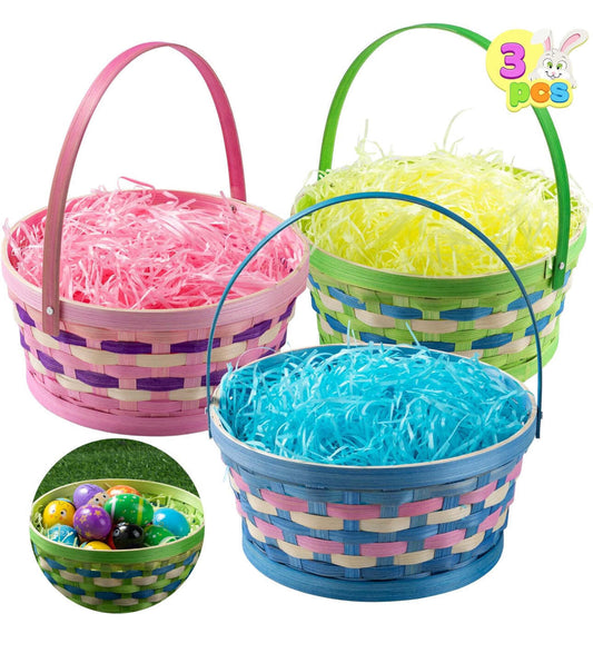 Easter basket 10 inch three-piece, set blue pink green