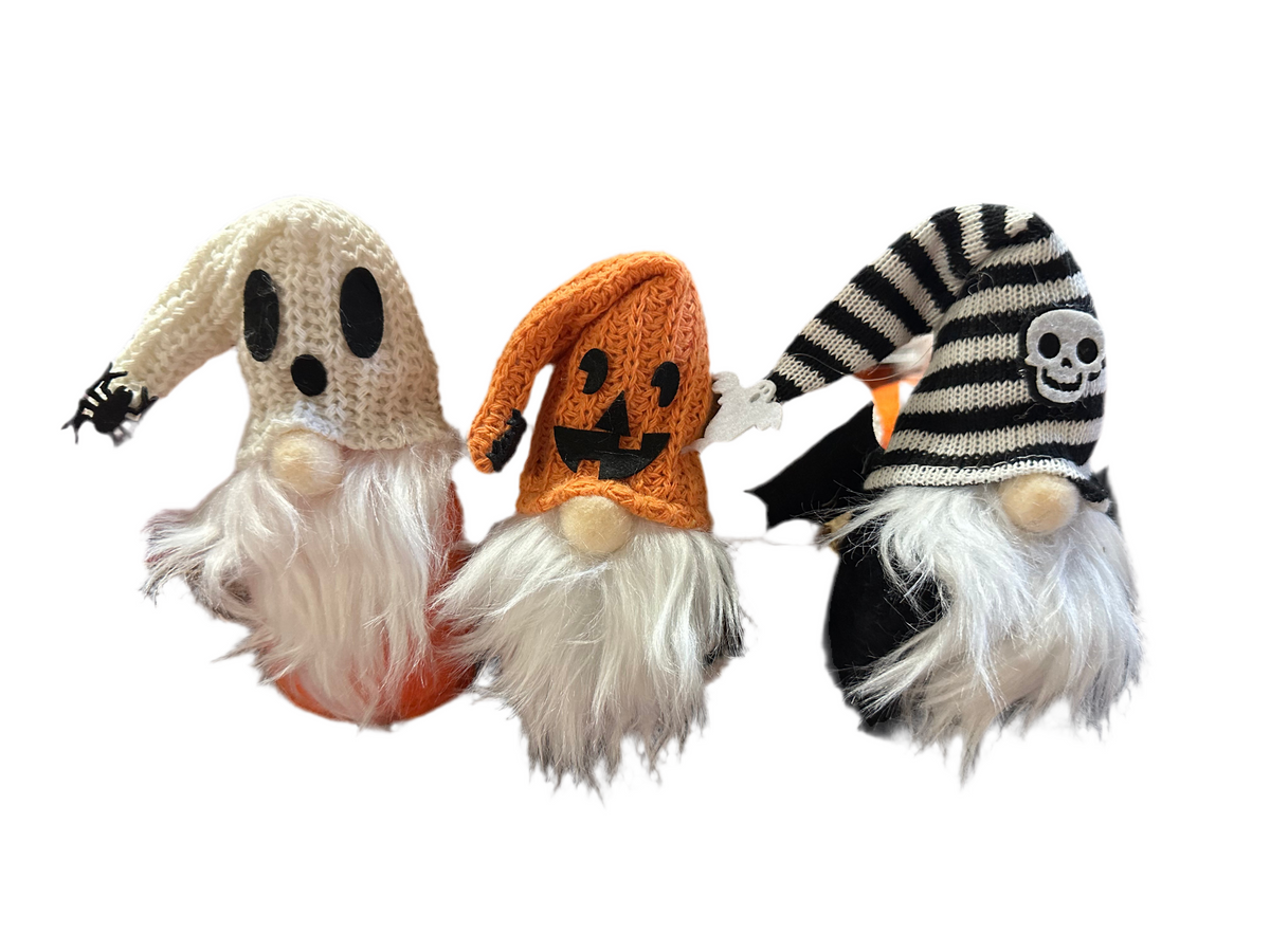 Spooky Halloween gnomes 4.5” Ghost, Pumpkin, Bat withskull - additional view