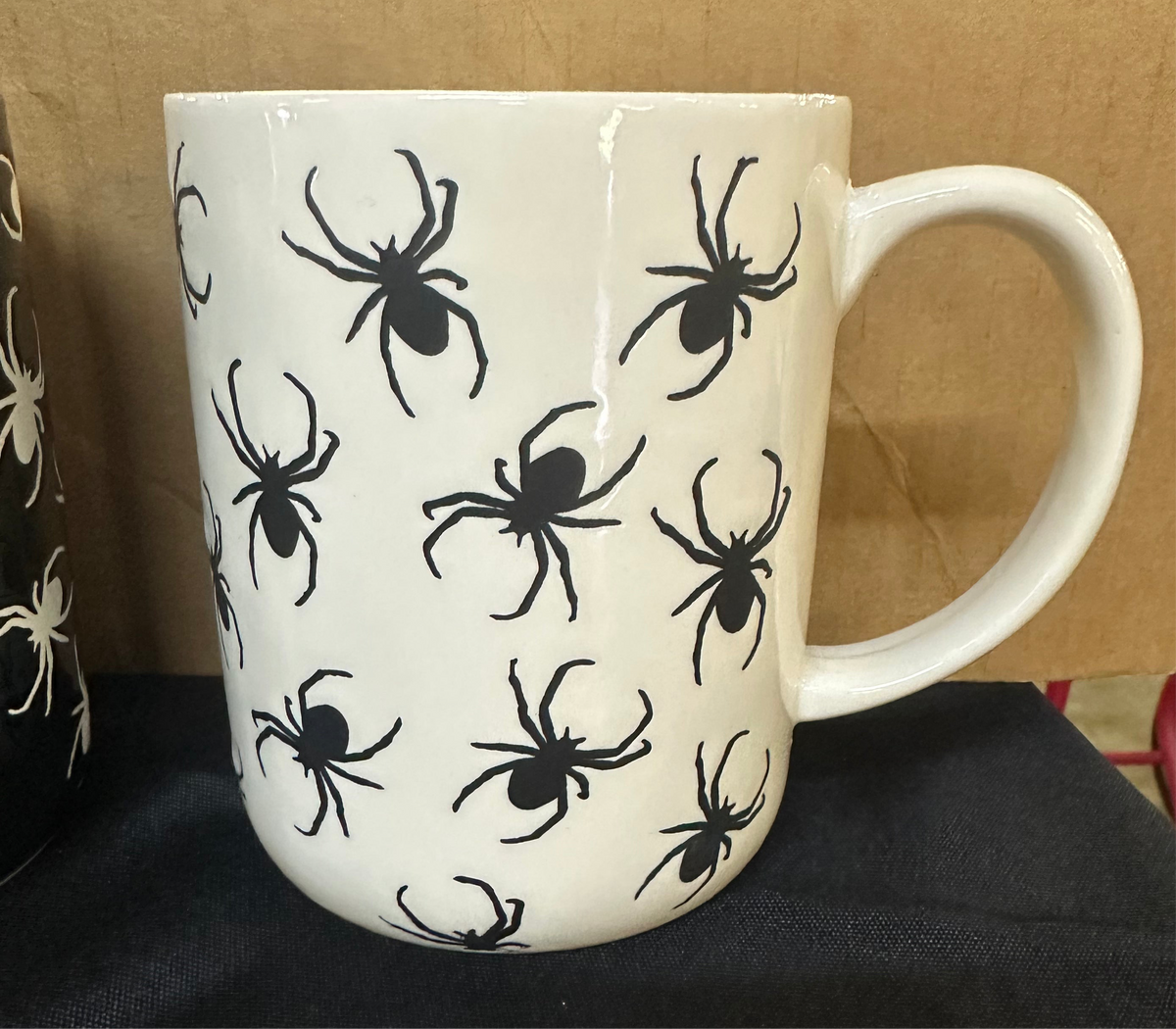 Large Spider mug, cup 4.75” Halloween, spooky, black or white - additional view