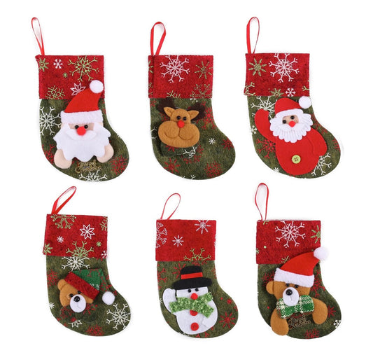 Mini 3D Christmas Stockings, 12 Pcs