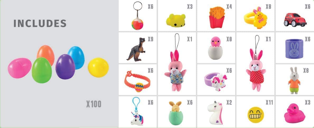100 Pcs Prefilled Easter Eggs with Toys Plus Stickers - additional view