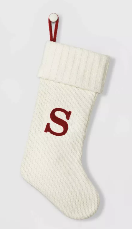 Wondershop- 19”Monogram Christmas Stocking White - Decor - additional view