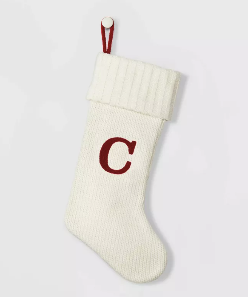 Wondershop- 19”Monogram Christmas Stocking White - Decor