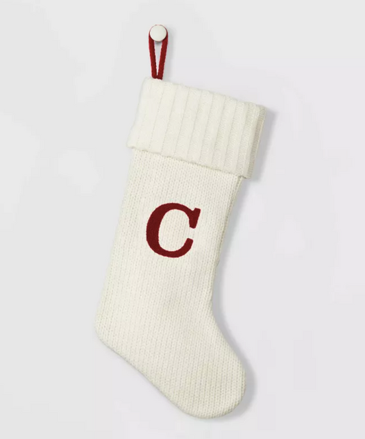 Wondershop- 19”Monogram Christmas Stocking White - Decor