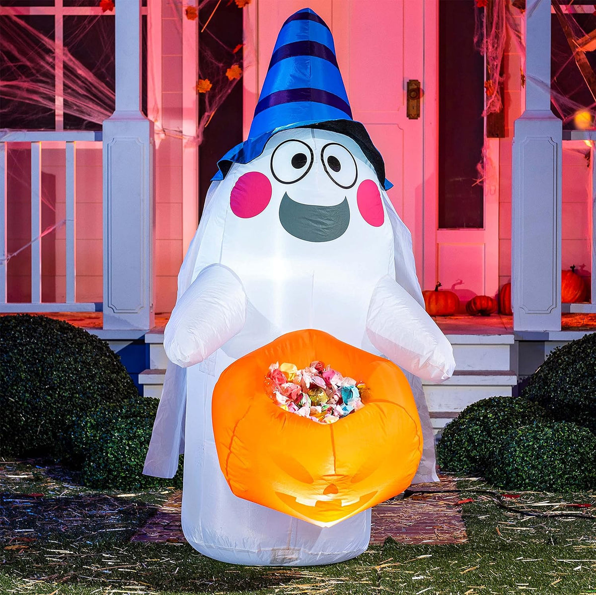 Joyin 5 Ft Tall Halloween Inflatable Ghost with Candy Basket