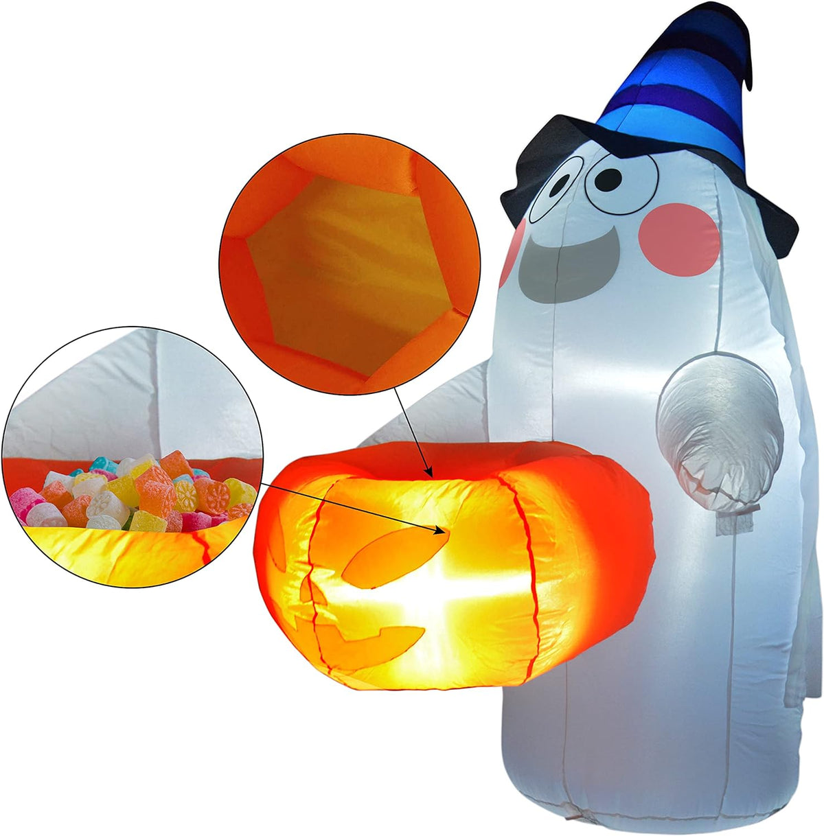 Joyin 5 Ft Tall Halloween Inflatable Ghost with Candy Basket