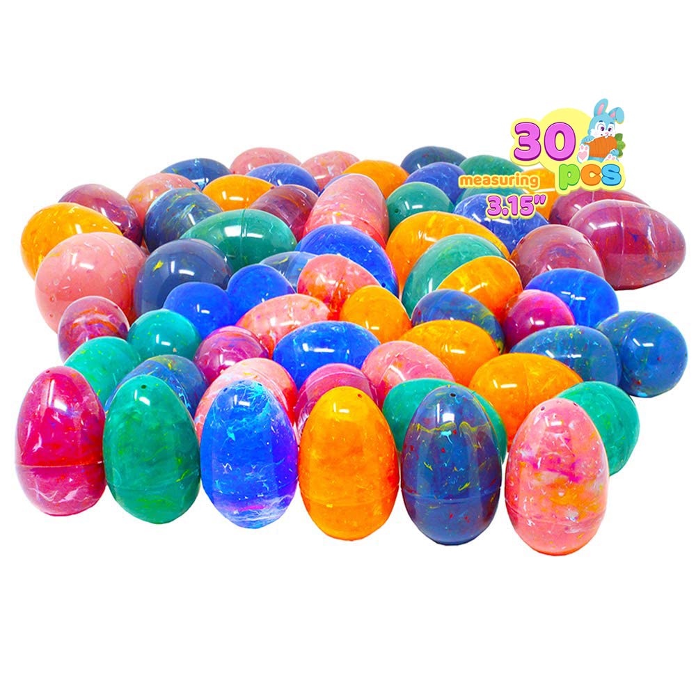 30 Pcs Plastic Iridescent Printed Bright Easter Eggs 3.15"