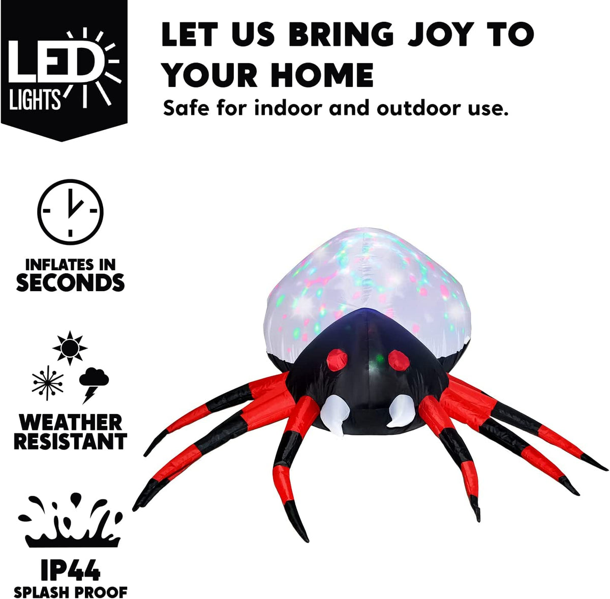 Joiedomi 4 Ft Projection Kaleidoscope Spider Halloween Inflatable with LEDs