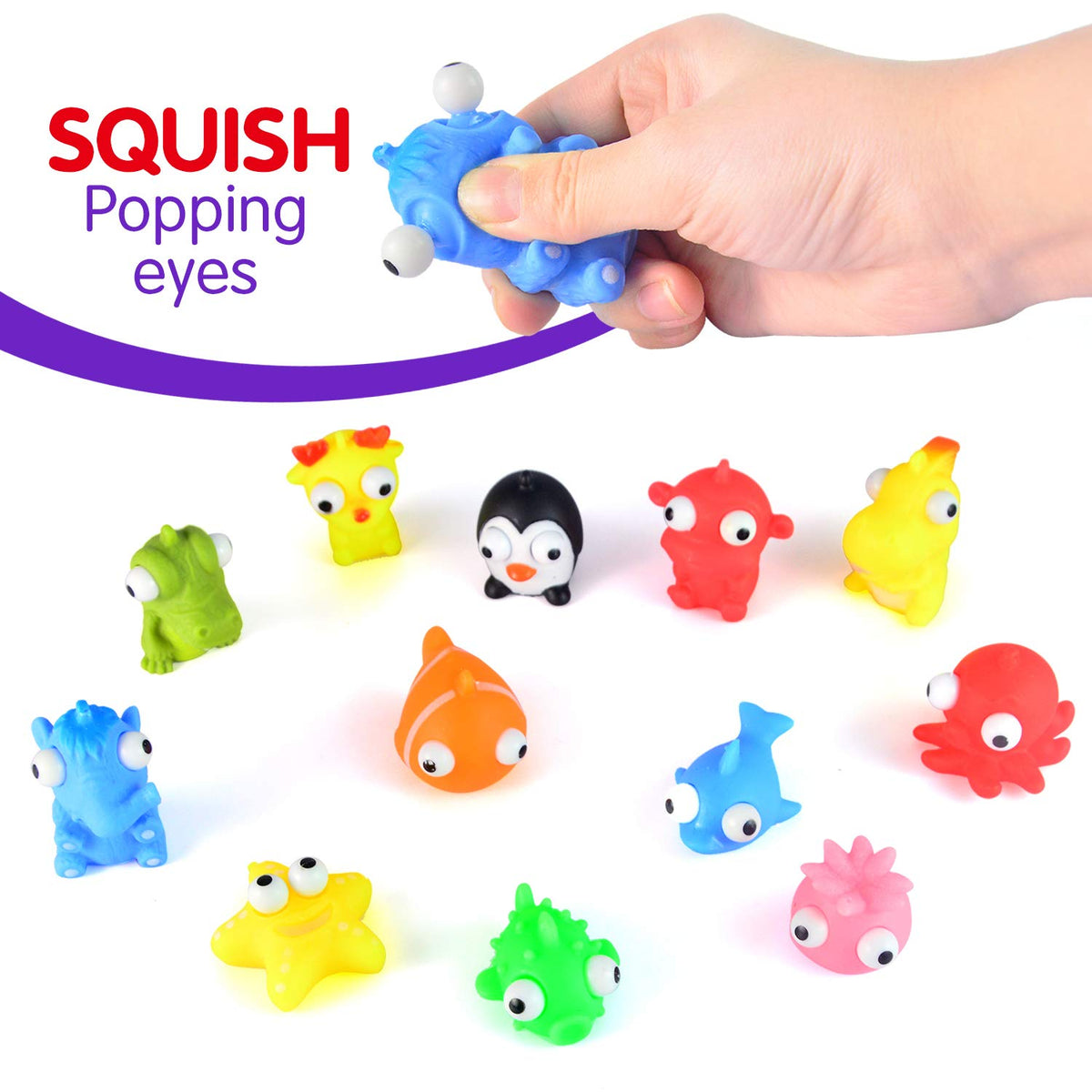 JOYIN 24 Prefilled Easter Eggs Filled Eggs with Animal Keychains Eye-pop Squishy Toys - additional view