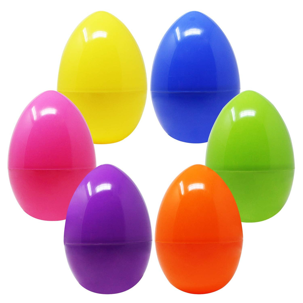 6PCS 10" Jumbo Plastic Bright Solid Easter Eggs Assorted Colors