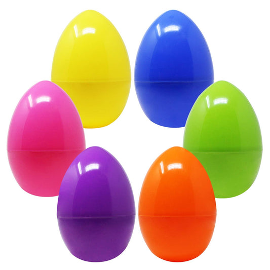 6PCS 10" Jumbo Plastic Bright Solid Easter Eggs Assorted Colors