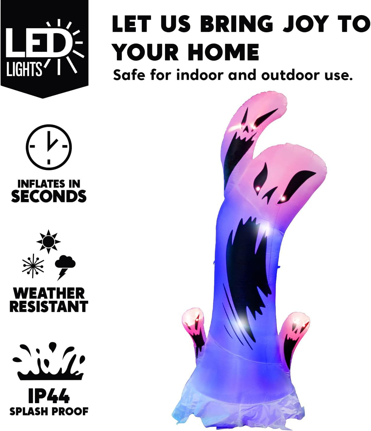 Joiedomi 10 Ft Tall Halloween Inflatable Ghost with Color Changing LEDs