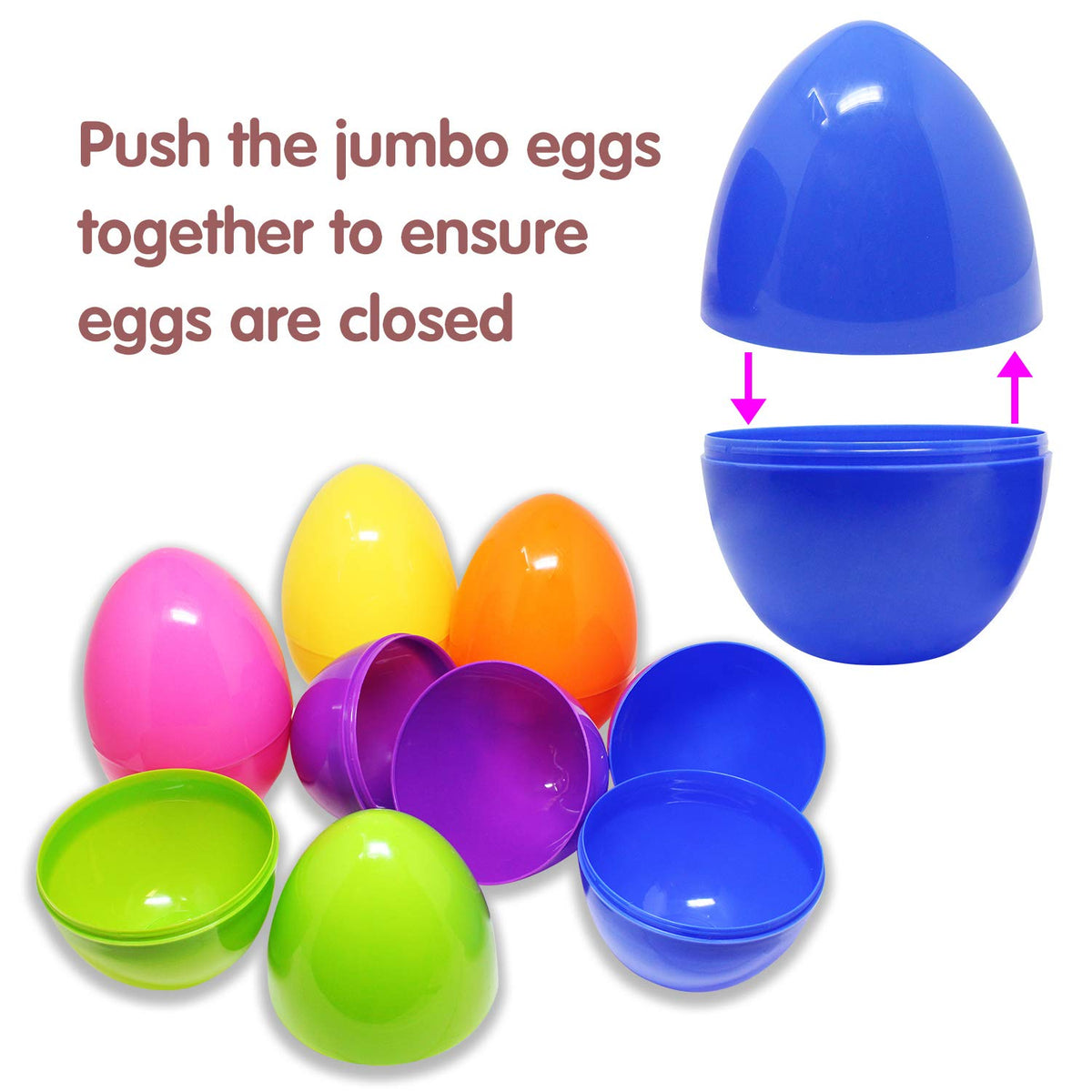 6PCS 10" Jumbo Plastic Bright Solid Easter Eggs Assorted Colors - additional view