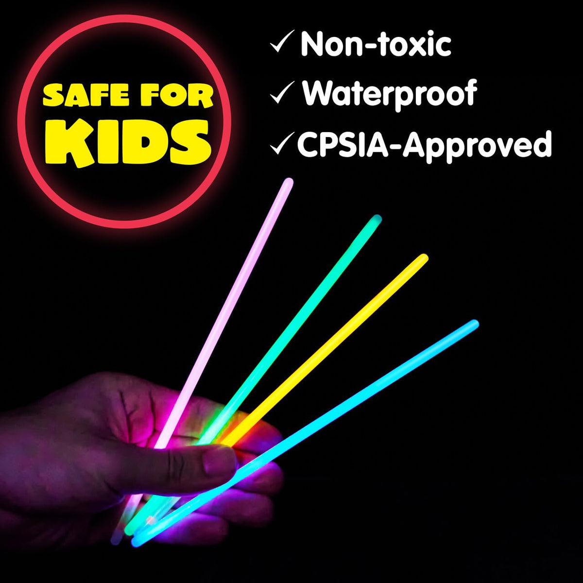 JOYIN 100 Pack Glow Sticks, Glow in The Dark, Neon Light Up, Party Favors - additional view