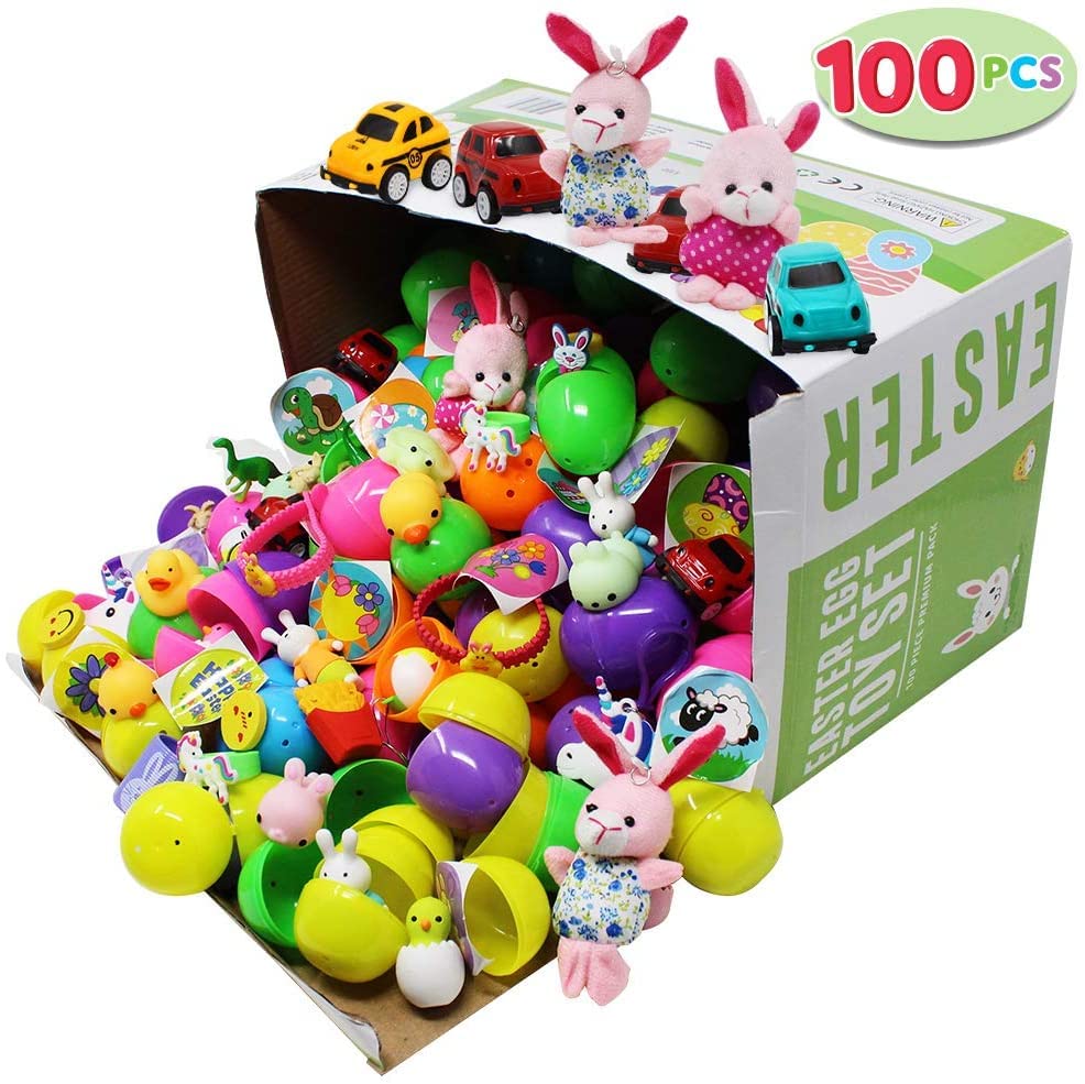 100 Pcs Prefilled Easter Eggs with Toys Plus Stickers - additional view