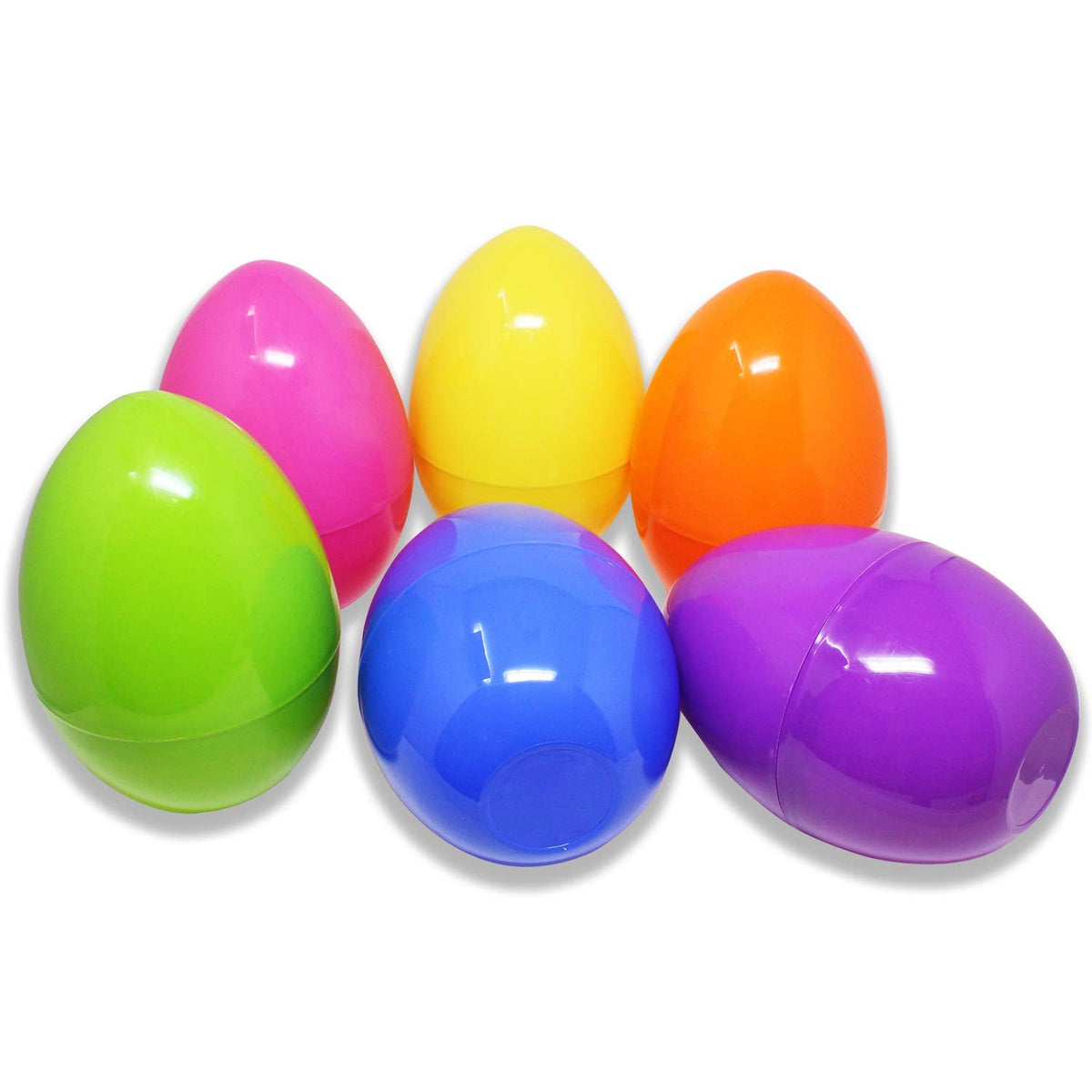6PCS 10" Jumbo Plastic Bright Solid Easter Eggs Assorted Colors - additional view