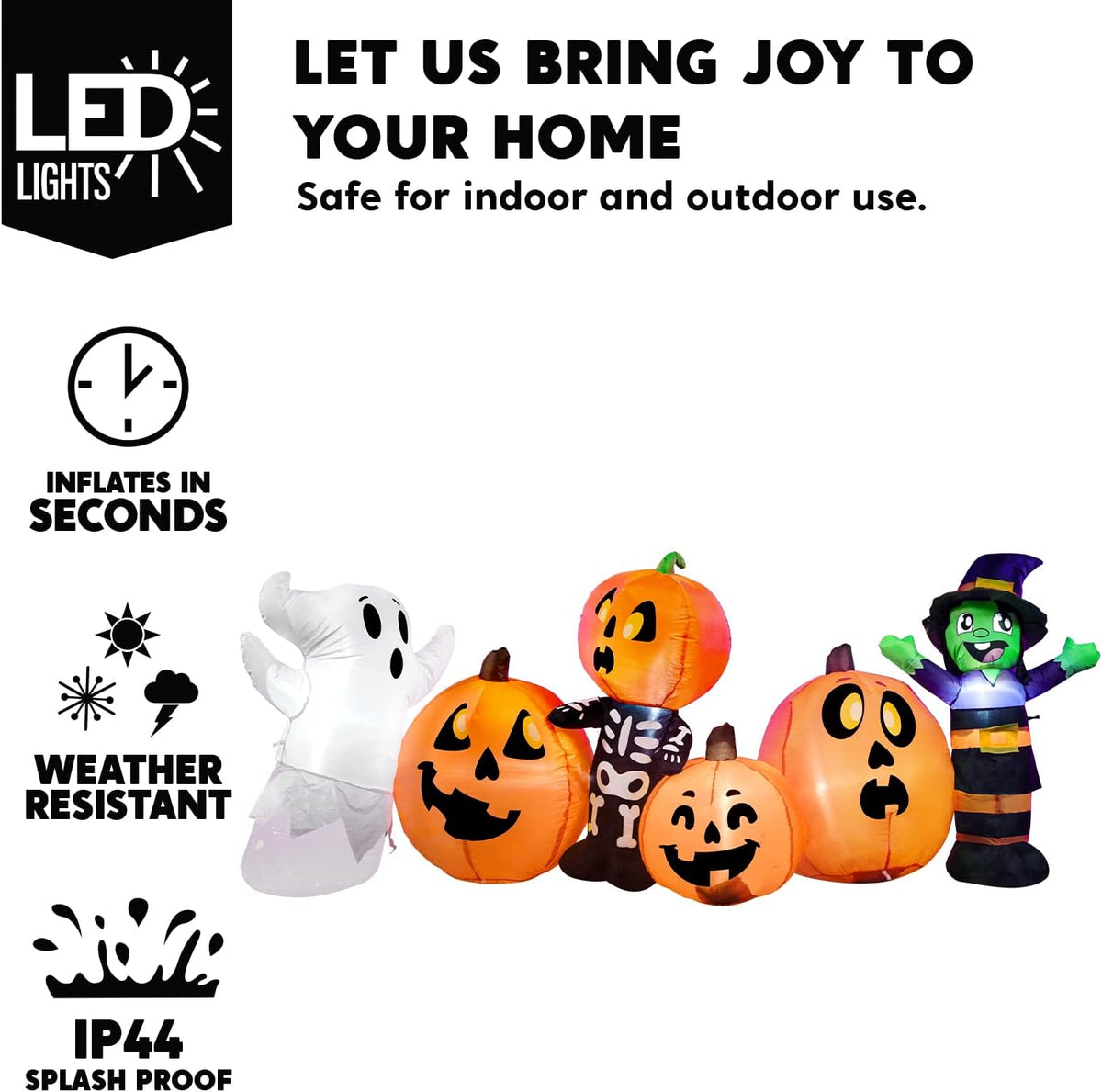 Joiedomi 8 Ft Long Halloween Inflatable Three Characters and Pumpkin Patch