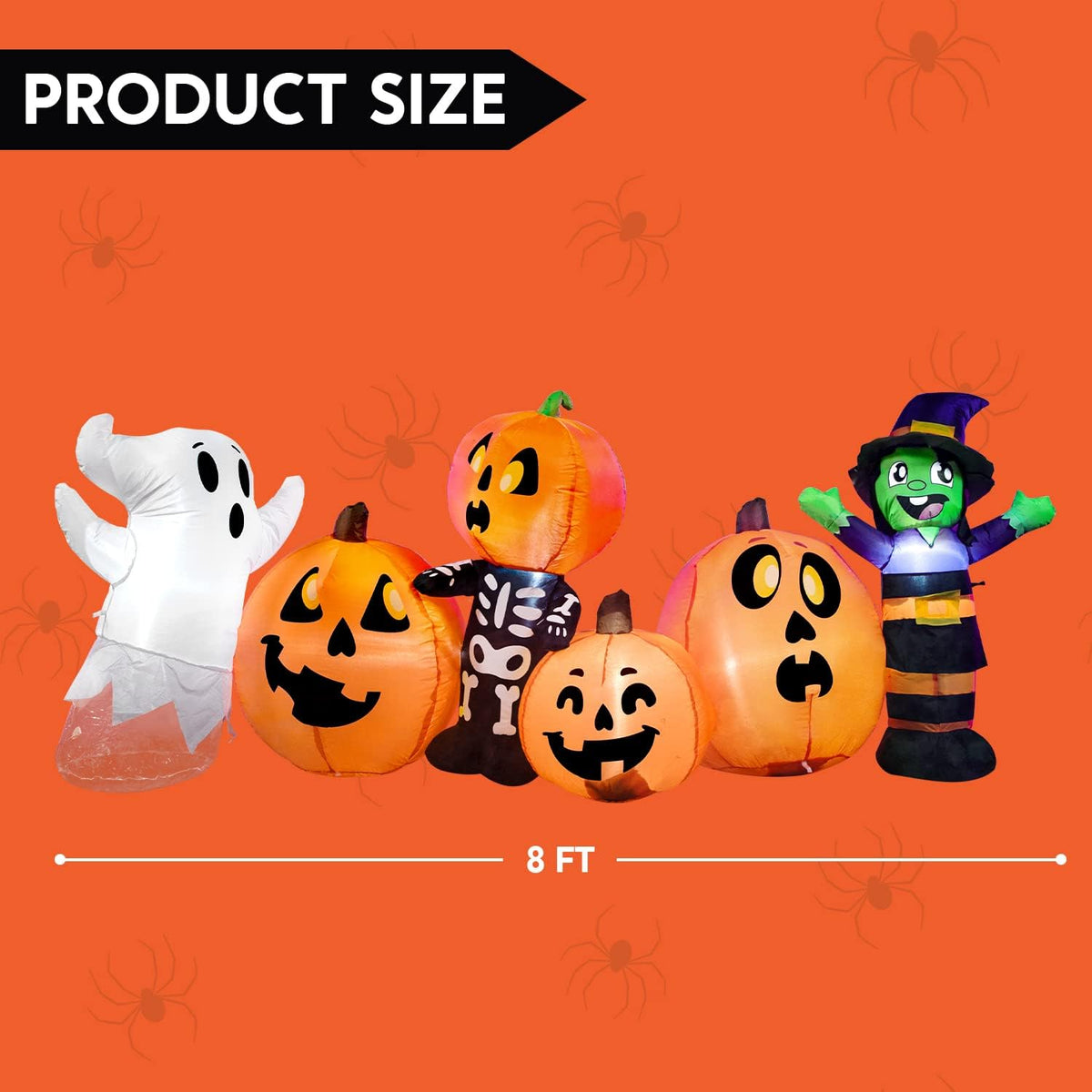 Joiedomi 8 Ft Long Halloween Inflatable Three Characters and Pumpkin Patch