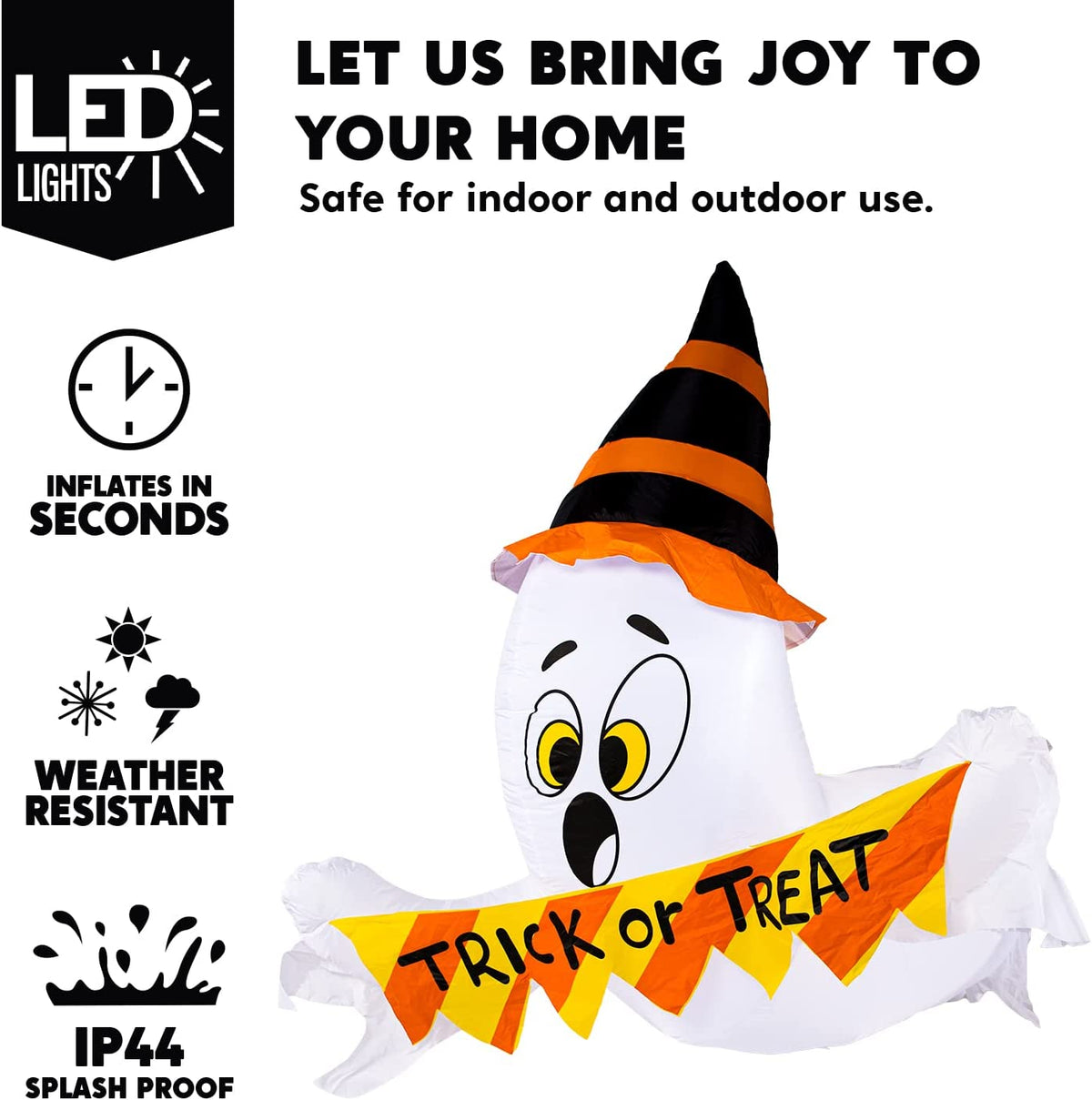 Joyfy 5 Ft Halloween Inflatable Trick or Treat Ghost Breaking Out from Window