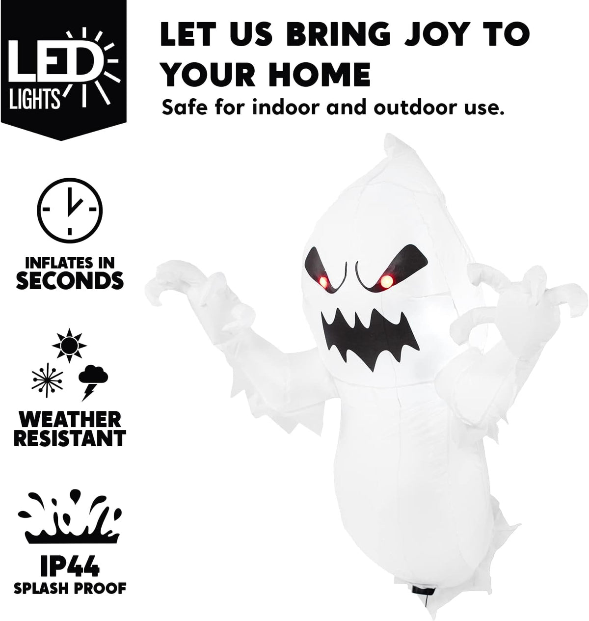 Joiedomi 4.5 Ft Halloween Inflatable Ghost Breaking Out of Window with LEDs