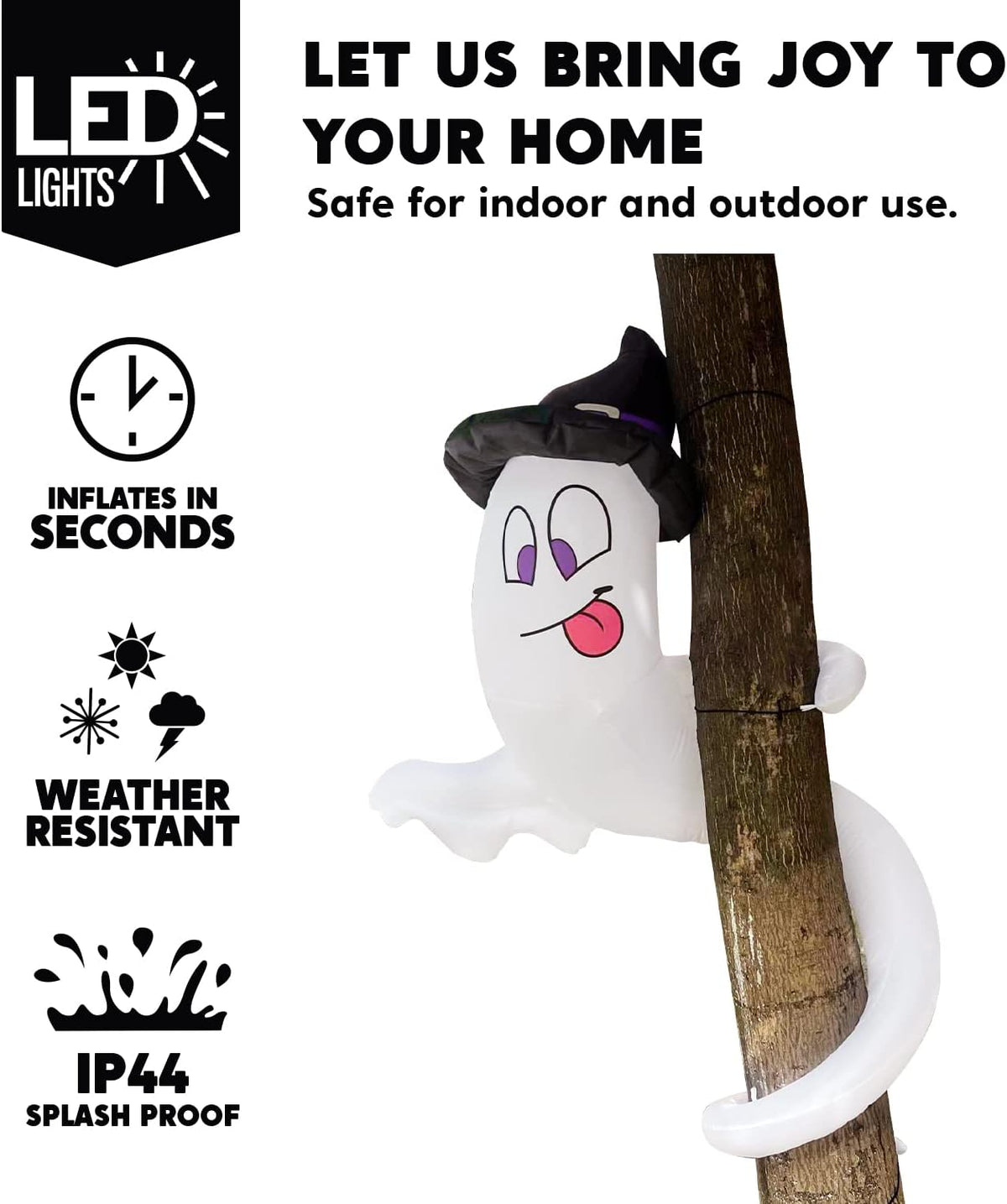 Joiedomi 5 Ft Halloween Inflatable Ghost Twining Around Tree with LEDs