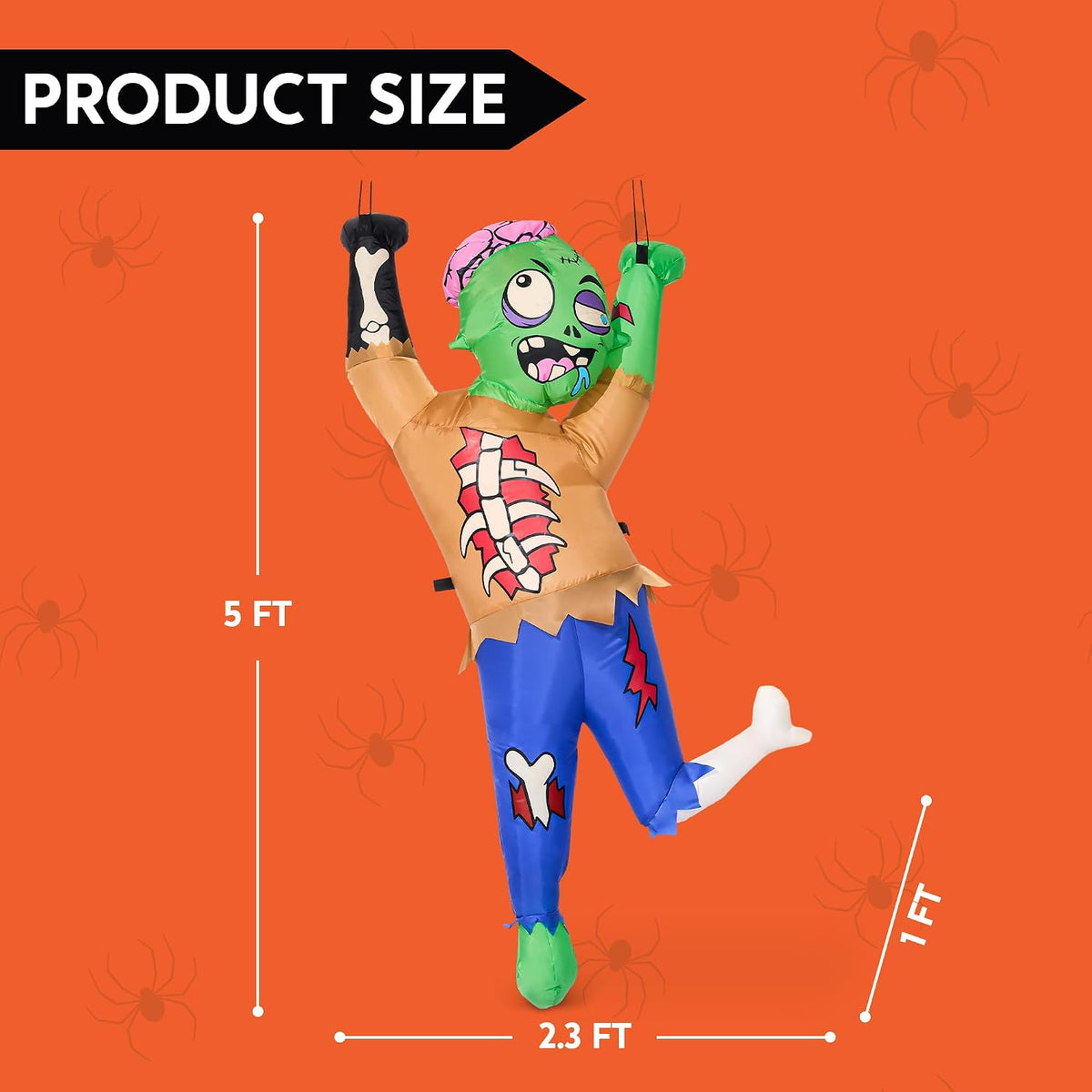 Joiedomi 5 Ft Halloween Inflatable Climbing Zombie with Built-in LEDs