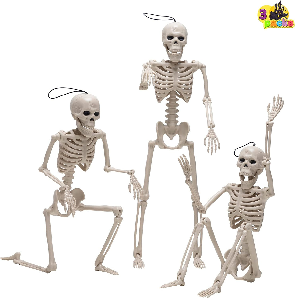 JOYIN 3 Pcs 16 In Posable Halloween Hanging Skeletons Decorations