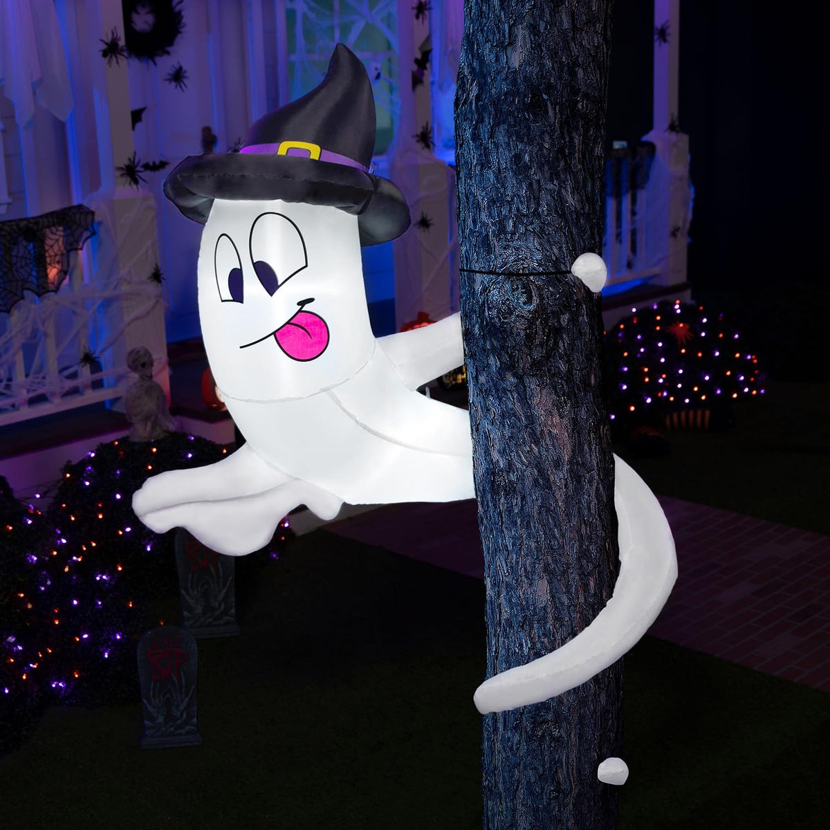 Joiedomi 5 Ft Halloween Inflatable Ghost Twining Around Tree with LEDs