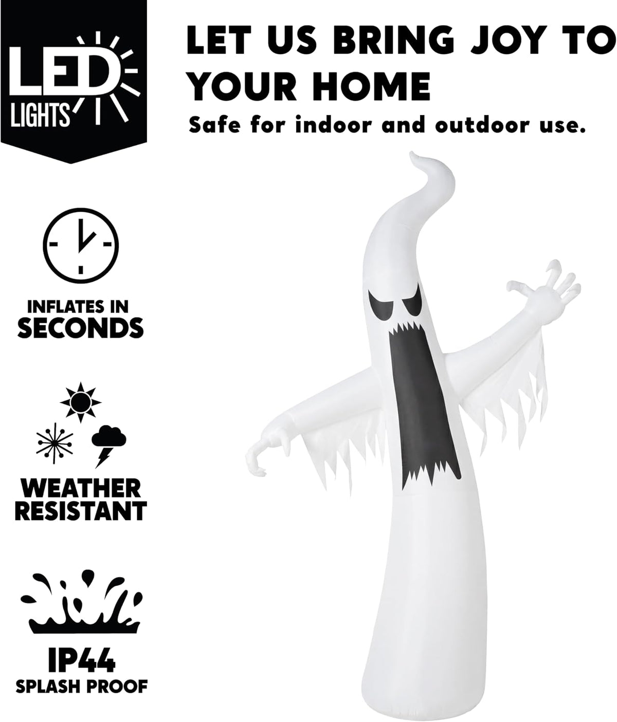 Joiedomi 12 Ft Towering Spooky Ghost Halloween Inflatable with LEDs