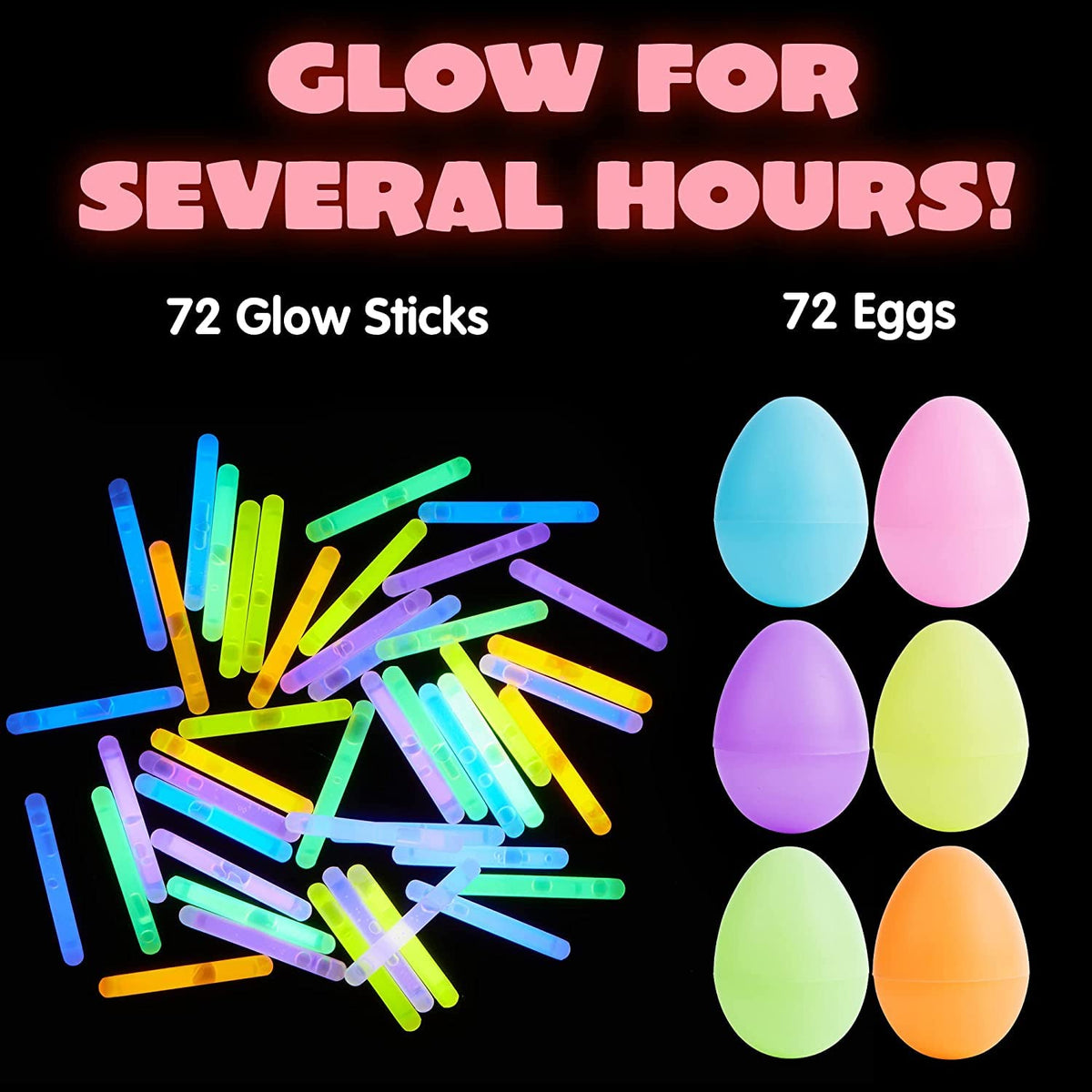 72 PCs Easter Eggs with Mini Glow Sticks - additional view