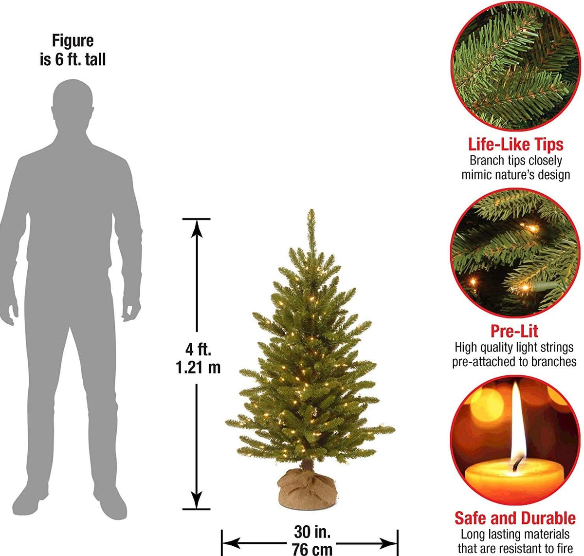 National Tree Company Pre-lit Artificial Mini Christmas Tree | Includes Small Lights and Cloth Bag Base | Kensington Burlap - 4 ft - additional view