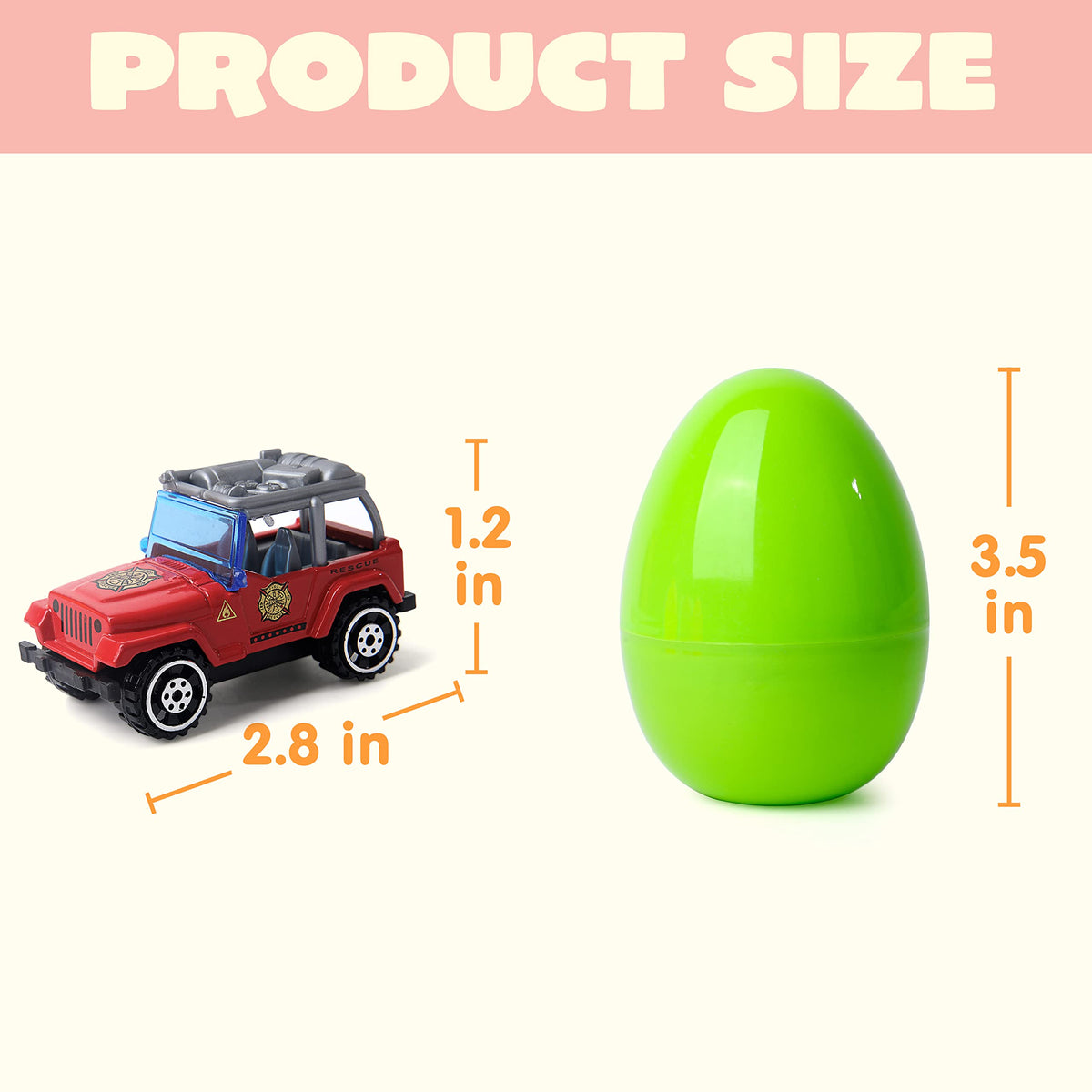 18 Pcs Jumbo Easter Eggs Filled with Die-cast Vehicles, Pull Back City Cars - additional view