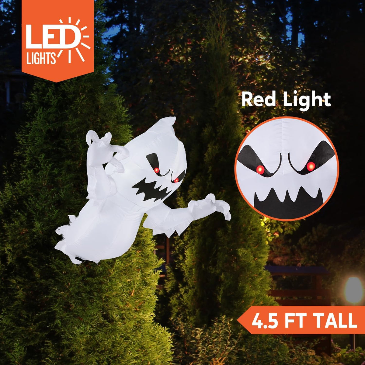 Joiedomi 4.5 Ft Halloween Inflatable Ghost Breaking Out of Window with LEDs