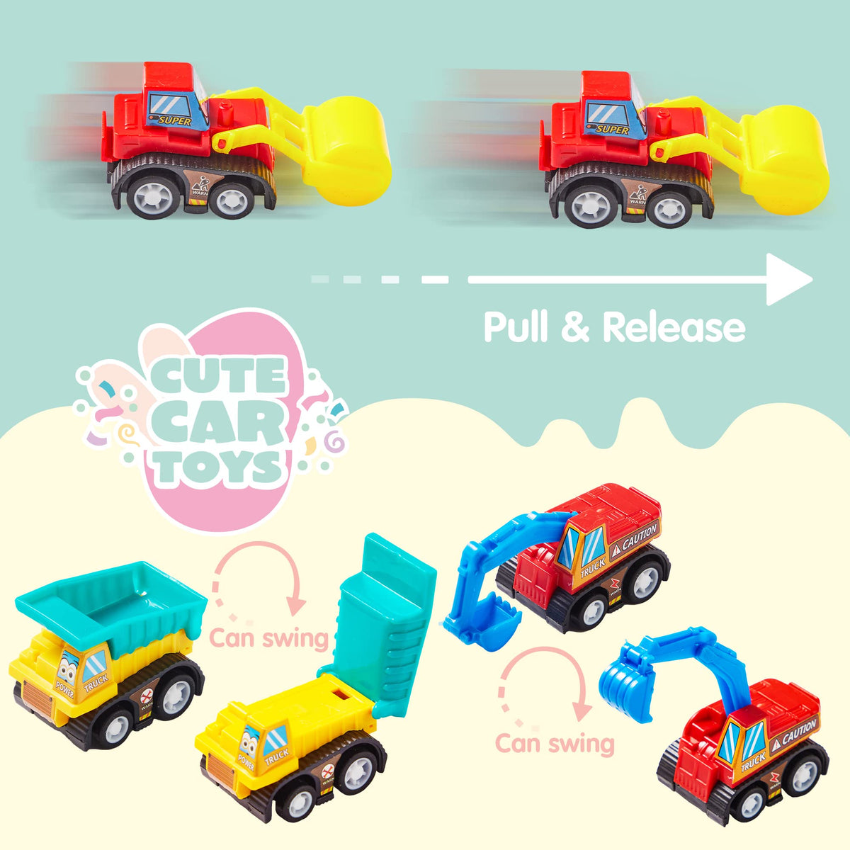 18 Pcs Pre-Filled Easter Eggs with Pull Back Cars - additional view