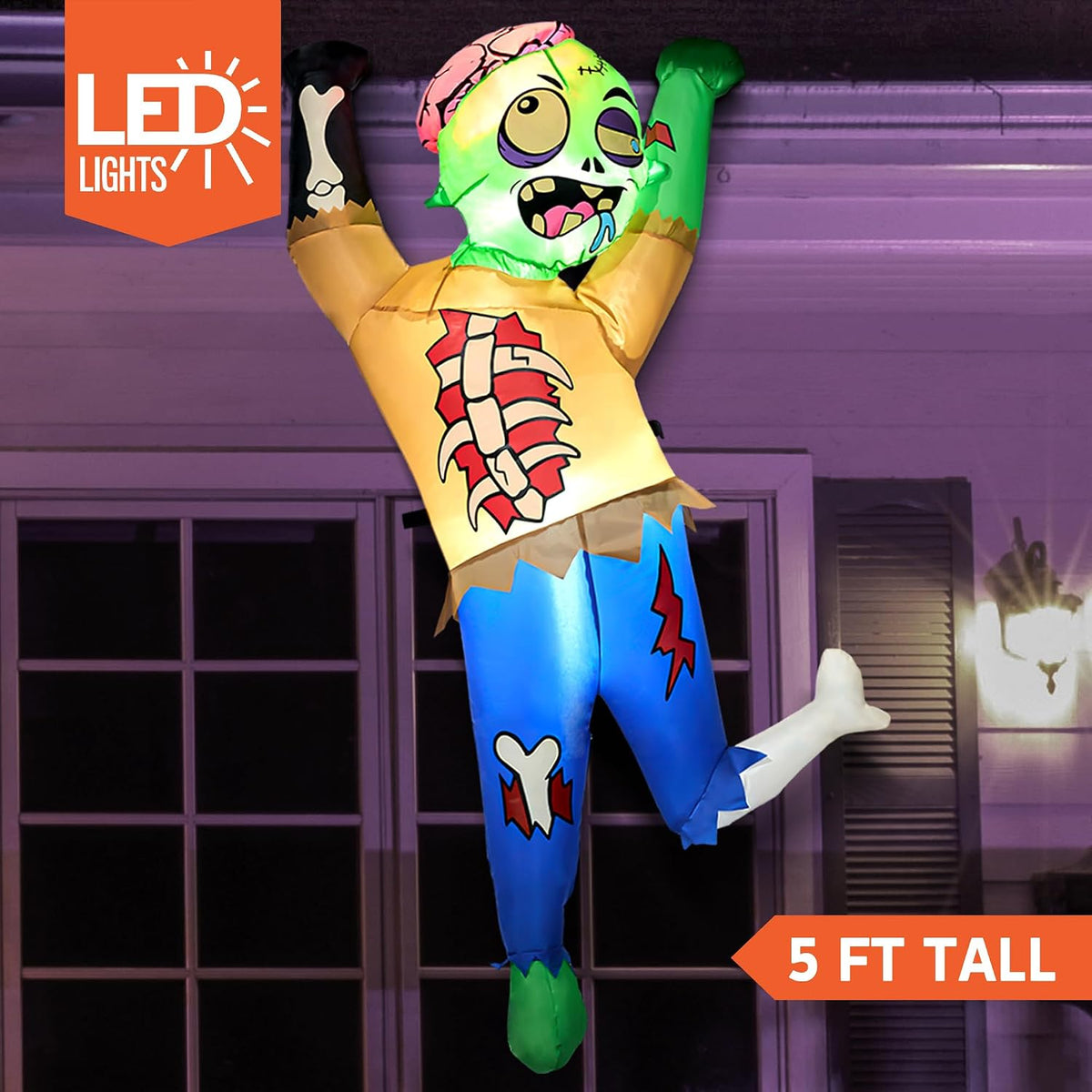 Joiedomi 5 Ft Halloween Inflatable Climbing Zombie with Built-in LEDs