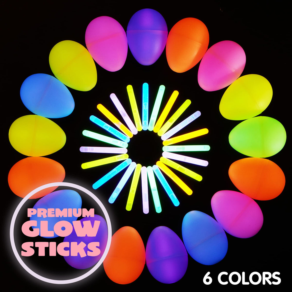 144 Easter Glow Eggs with 288 Mini Glow Sticks - additional view