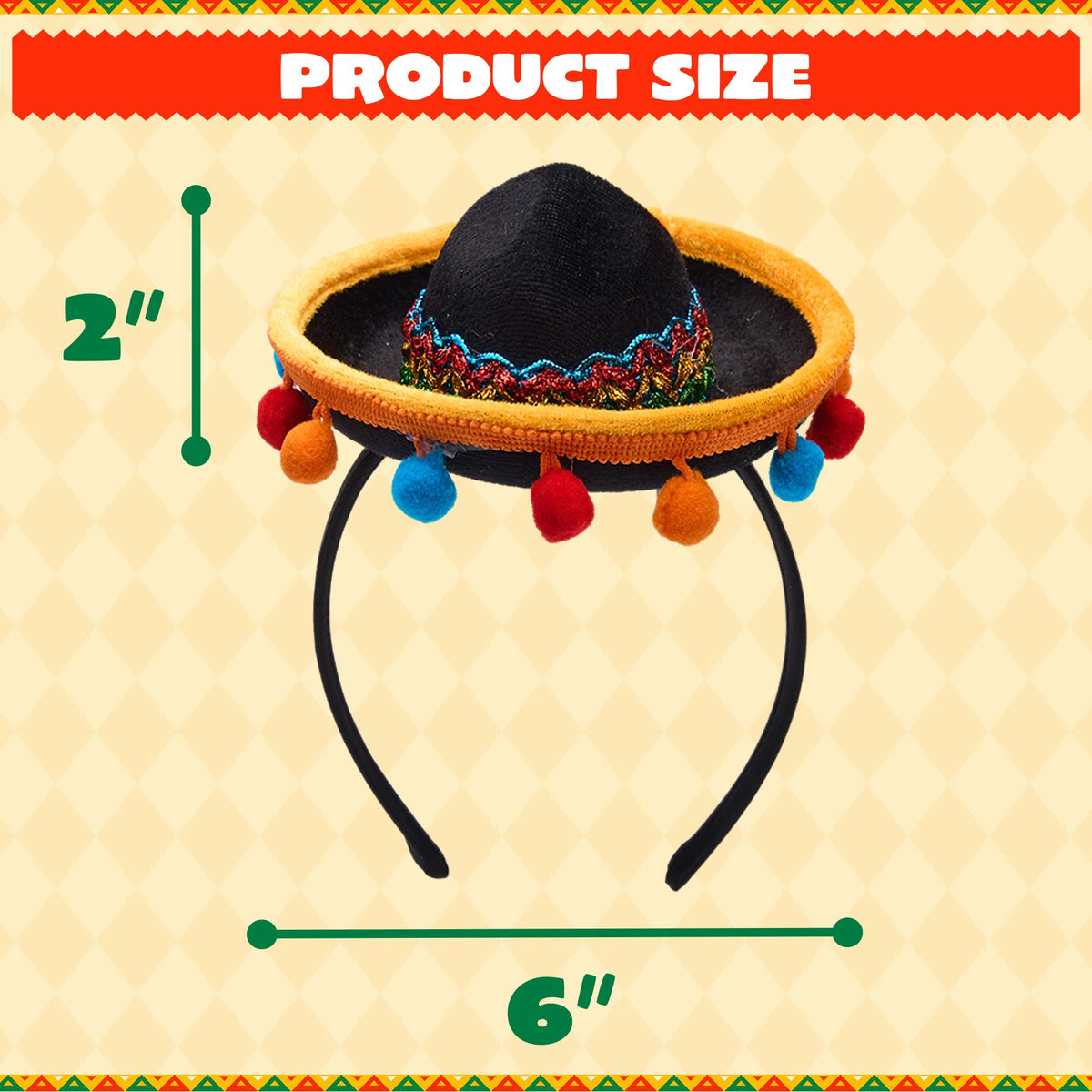9 PCs Cinco de Mayo Sombrero Headbands, Mexican / Fiesta Theme Party Supplies / Decorations / Favors - additional view