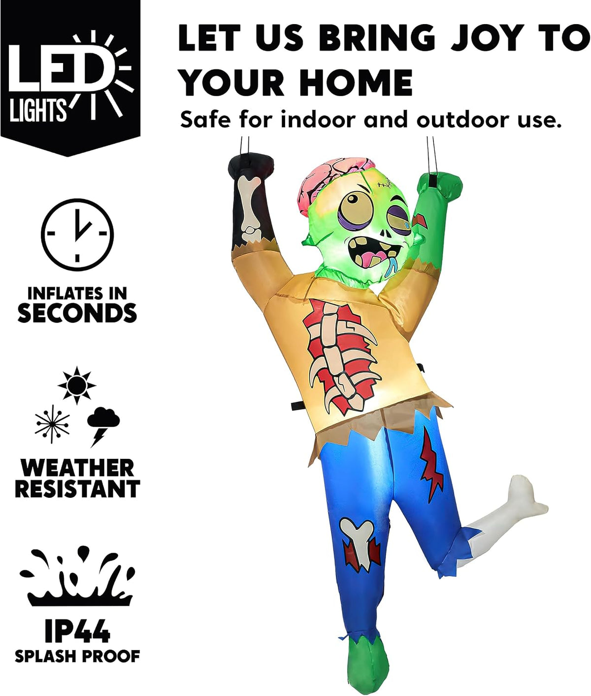 Joiedomi 5 Ft Halloween Inflatable Climbing Zombie with Built-in LEDs