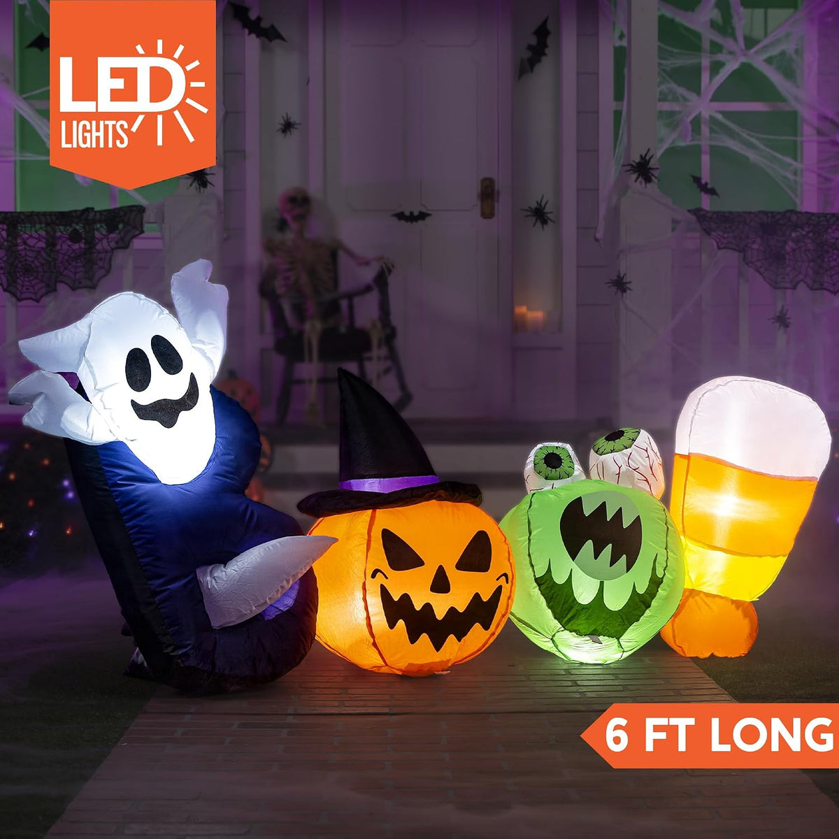Joiedomi 6 Ft Long Halloween Inflatable Boo Words with Ghost Pumpkin Frog