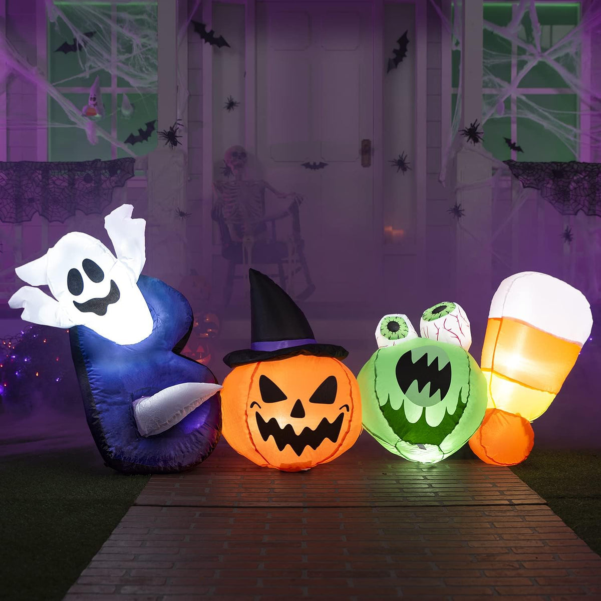 Joiedomi 6 Ft Long Halloween Inflatable Boo Words with Ghost Pumpkin Frog