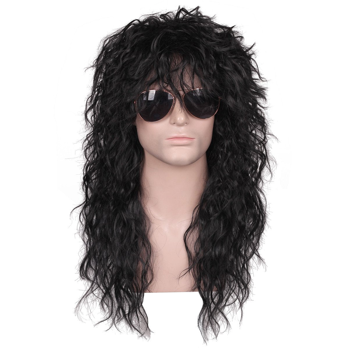 JOYIN Men's Black Long Curly Rocker Wig Halloween Costume