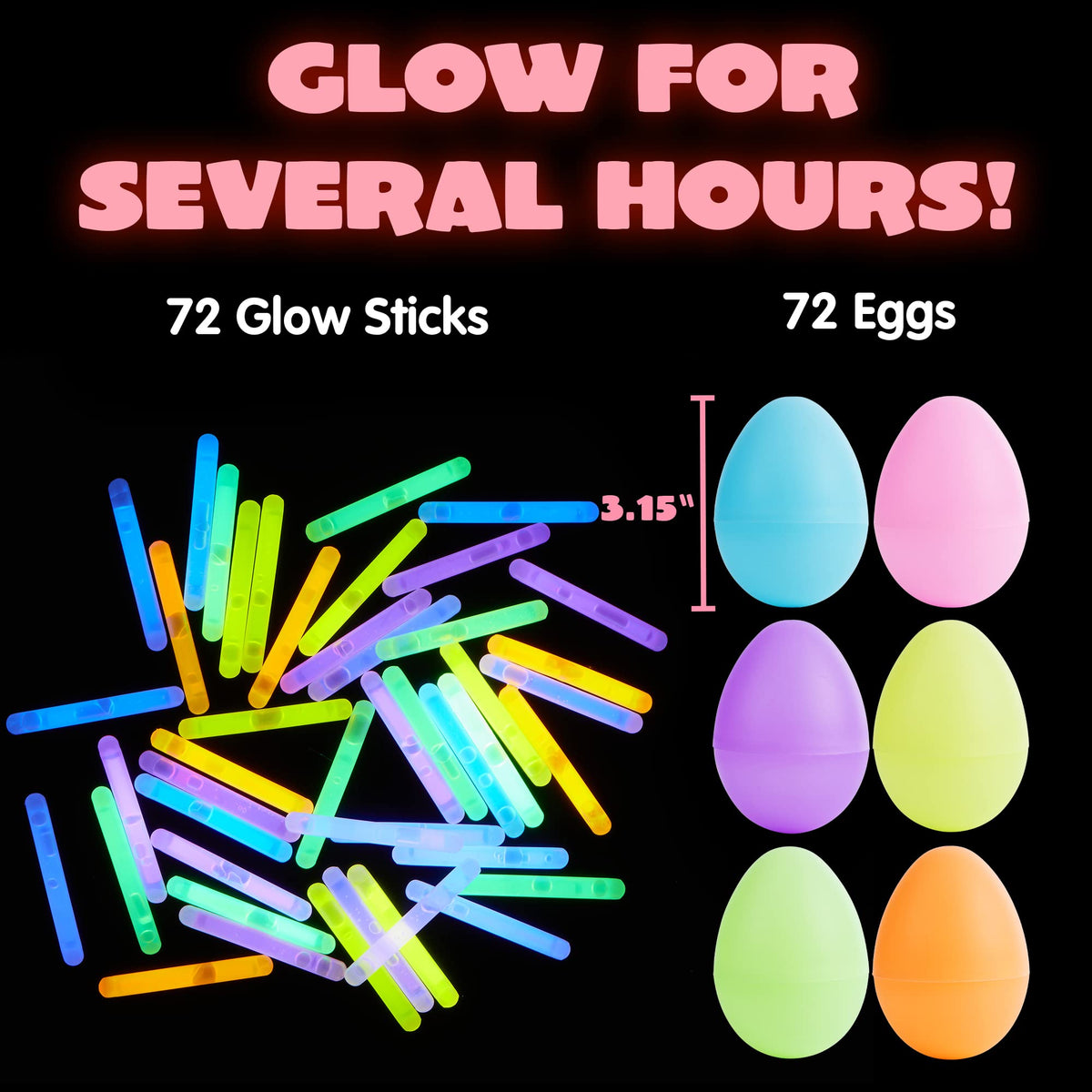 144 Easter Glow Eggs with 288 Mini Glow Sticks - additional view
