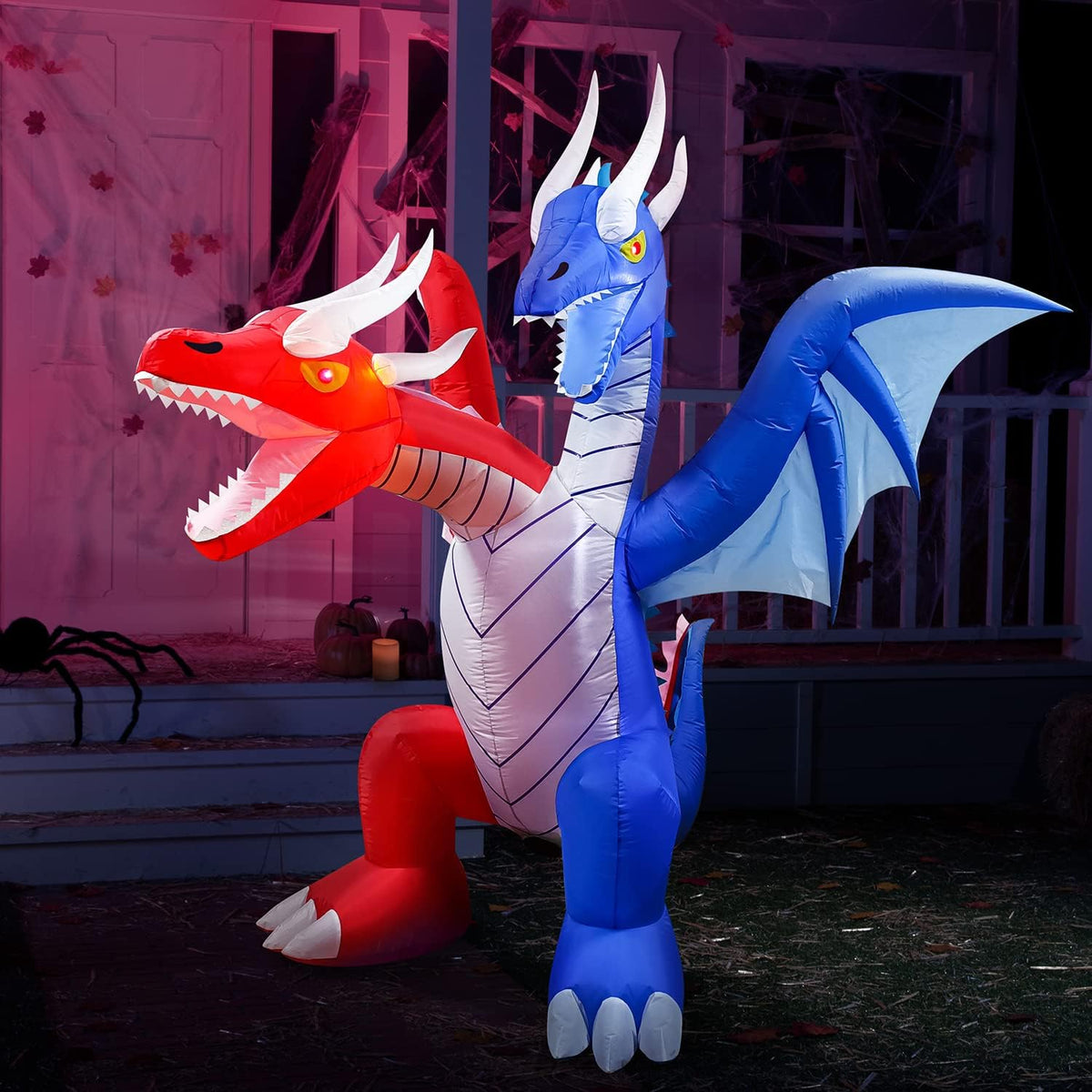 Joiedomi 6 FT Halloween Inflatable Double Headed Dragon with LEDs