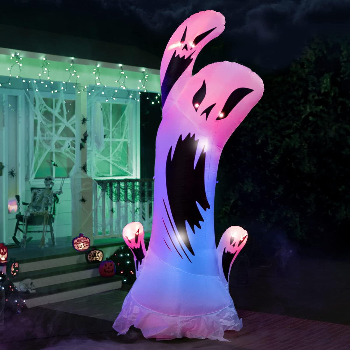 Joiedomi 10 Ft Tall Halloween Inflatable Ghost with Color Changing LEDs