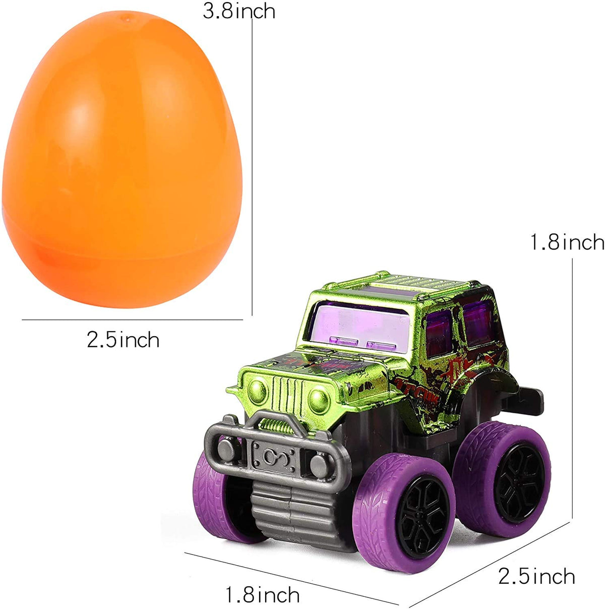12 Pcs Easter Eggs Filled with Pull Back Monster Cars - additional view