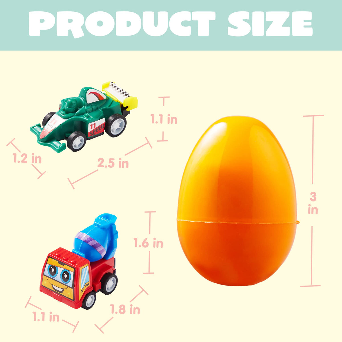18 Pcs Pre-Filled Easter Eggs with Pull Back Cars - additional view