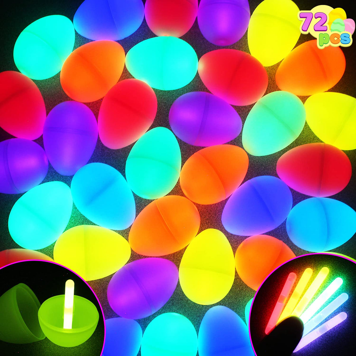 144 Easter Glow Eggs with 288 Mini Glow Sticks - additional view